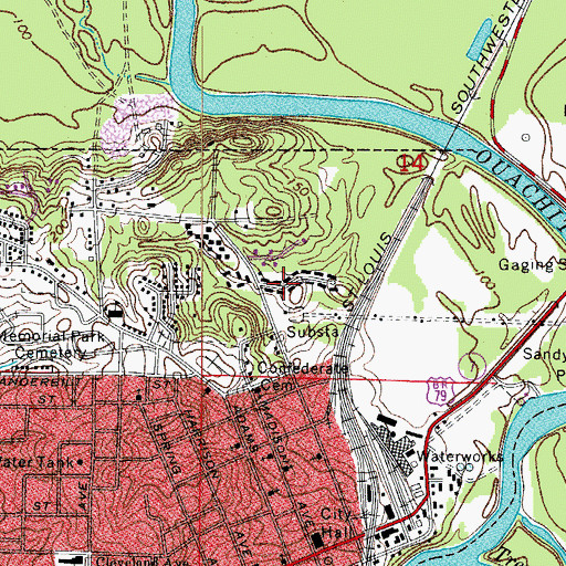 Topographic Map of Fort Lookout Community Center, AR