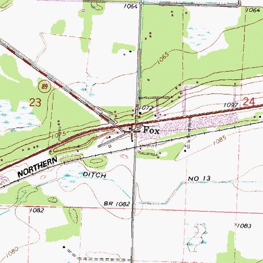 Topographic Map of Fox, MN