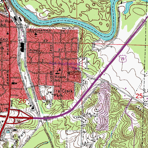 Topographic Map of Fort Southerland Park, AR