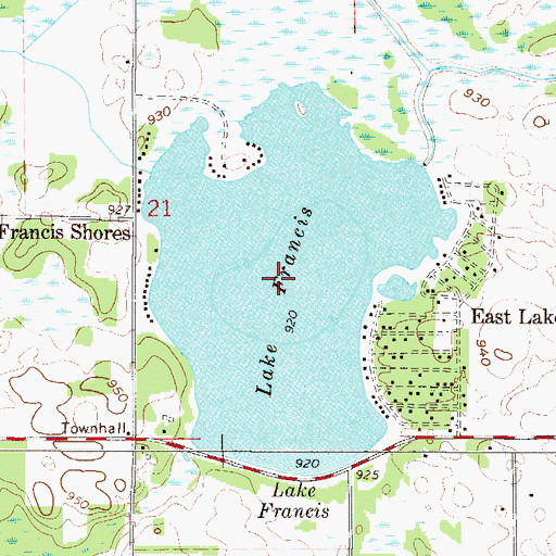 Topographic Map of Lake Francis, MN