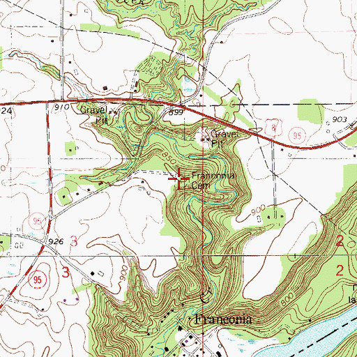 Topographic Map of Franconia Cemetery, MN