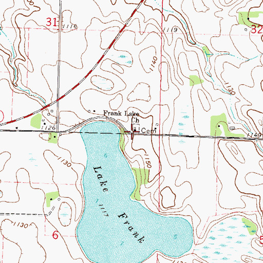 Topographic Map of Frank Lake Church, MN