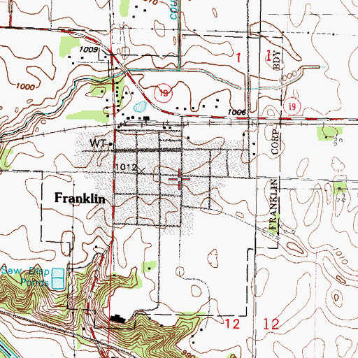 Topographic Map of Franklin, MN
