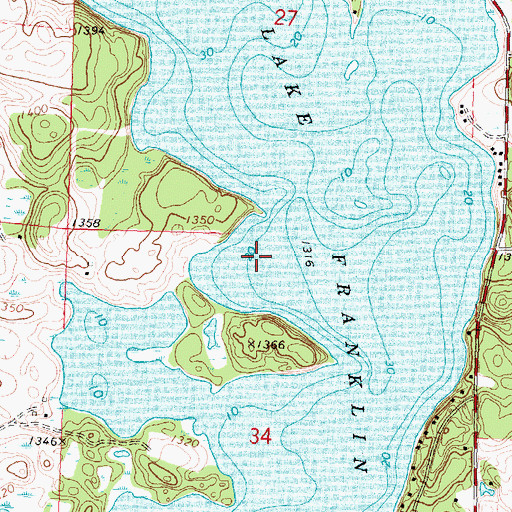 Topographic Map of Lake Franklin, MN