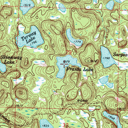Topographic Map of Franta Lake, MN