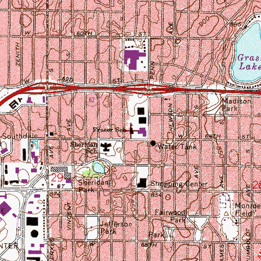 Topographic Map of Fraser School, MN