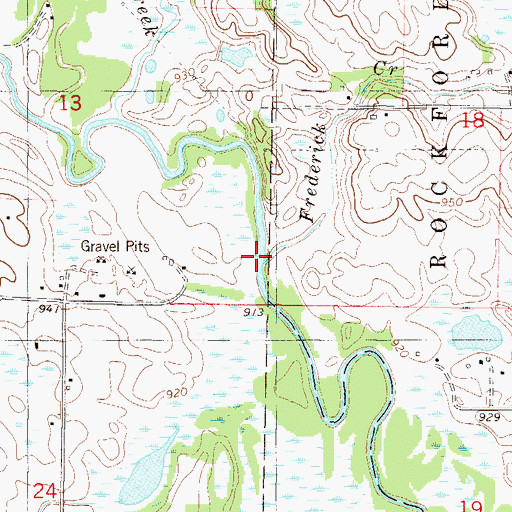 Topographic Map of Frederick Creek, MN