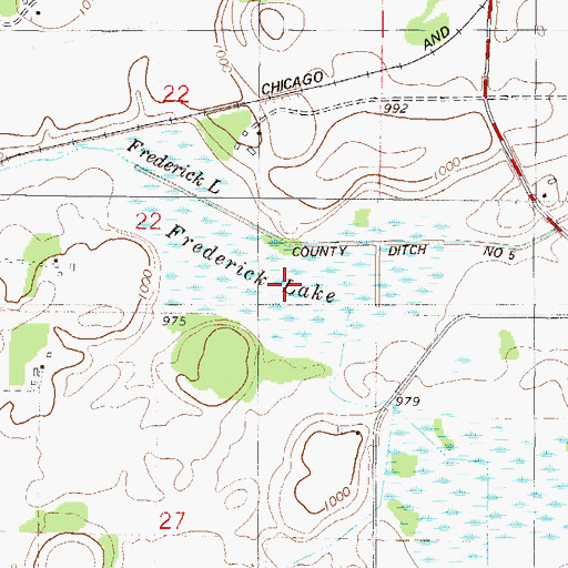 Topographic Map of Frederick Lake, MN