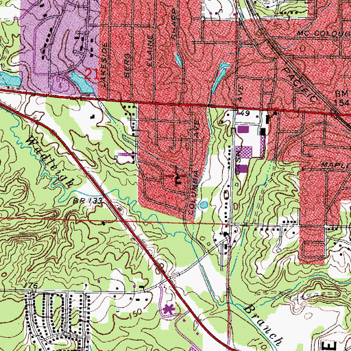 Topographic Map of Hillside Baptist Church, AR