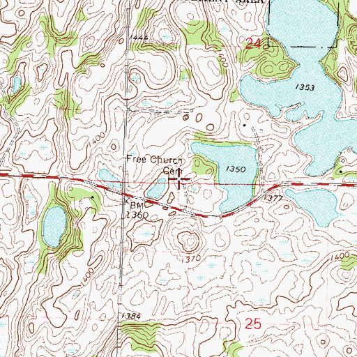 Topographic Map of Free Church Cemetery, MN