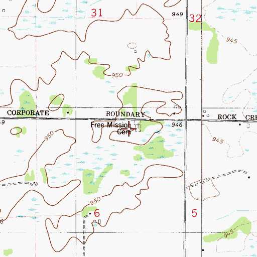 Topographic Map of Free Mission Church, MN