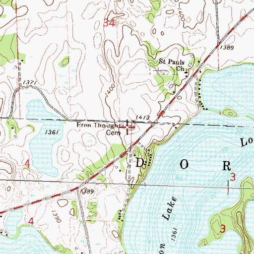 Topographic Map of Free Thought Cemetery, MN