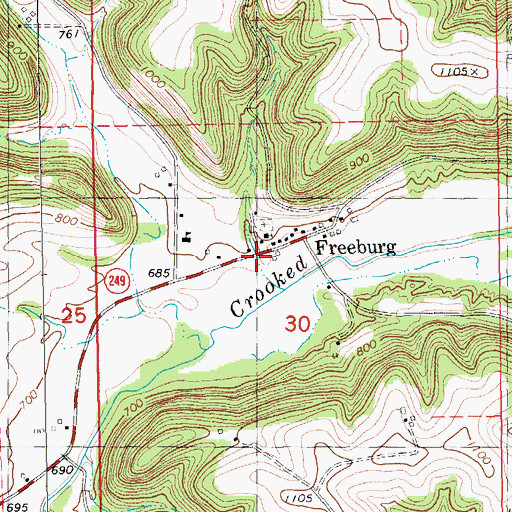 Topographic Map of Freeburg, MN