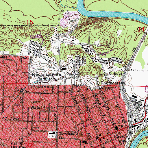 Topographic Map of Jewish Rest Cemetery, AR