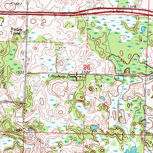 Topographic Map of Fridhem Cemetery, MN