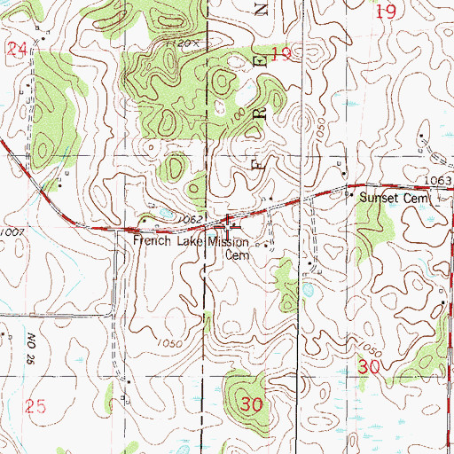 Topographic Map of French Lake Church, MN