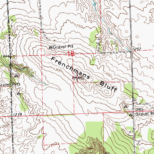 Topographic Map of Frenchmans Bluff, MN