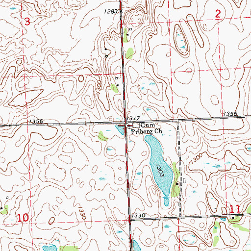 Topographic Map of Friborg Church, MN