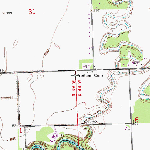 Topographic Map of Fridhem Cemetery, MN
