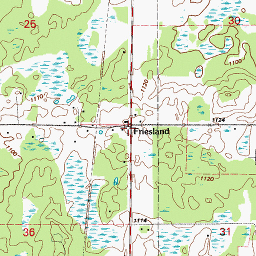 Topographic Map of Friesland, MN