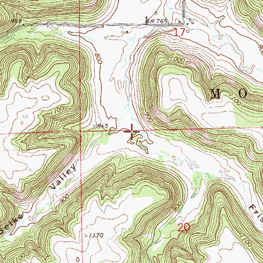 Topographic Map of Frisch Valley, MN