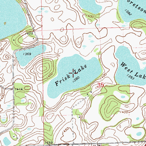 Topographic Map of Frisk Lake, MN