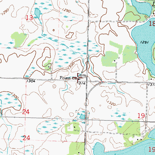 Topographic Map of Froen Church, MN