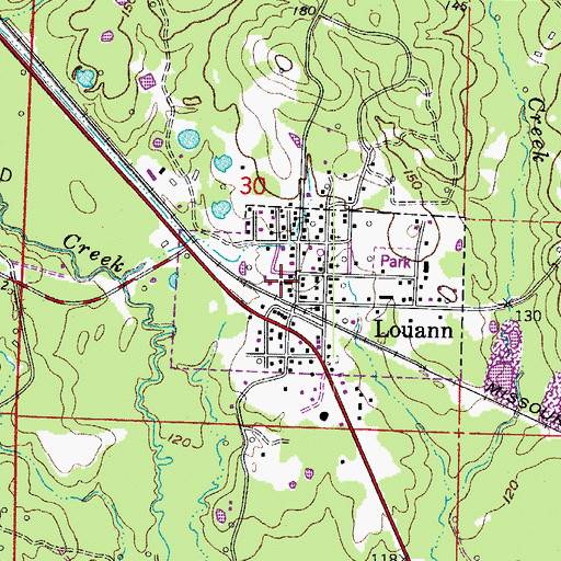 Topographic Map of Louann Baptist Church, AR