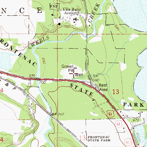 Topographic Map of Frontenac State Park, MN