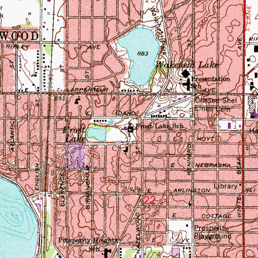 Topographic Map of Frost Lake School, MN