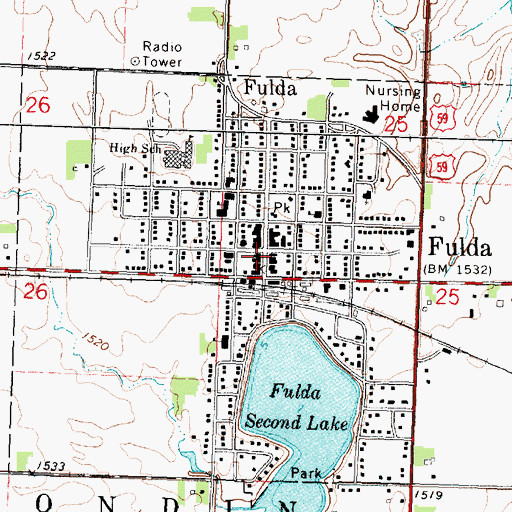 Topographic Map of Fulda, MN