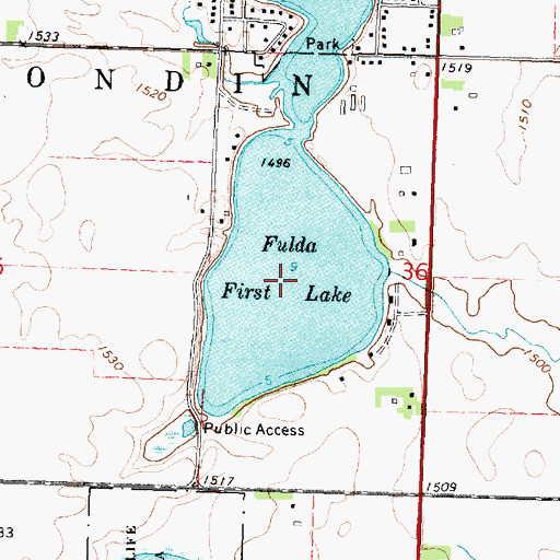 Topographic Map of Fulda First Lake, MN