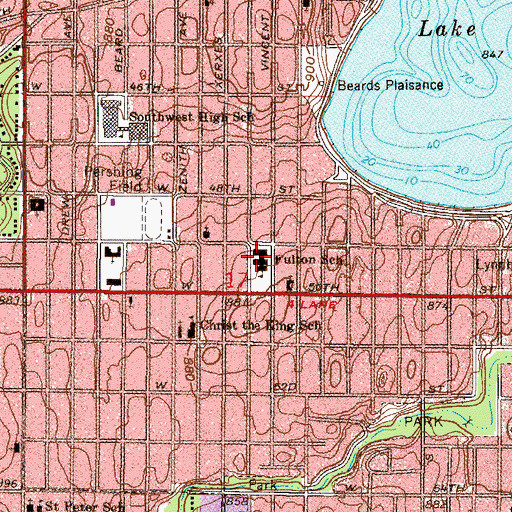 Topographic Map of Fulton School, MN