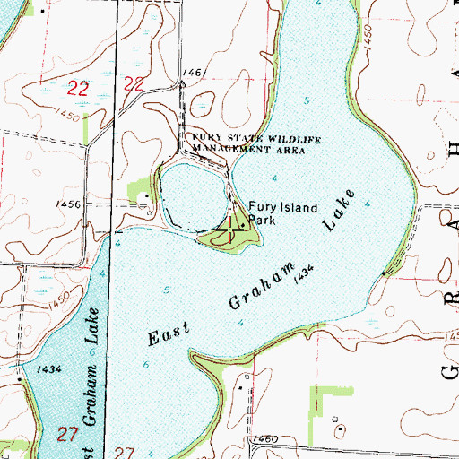 Topographic Map of Fury Island Park, MN
