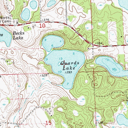 Topographic Map of Gaards Lake, MN