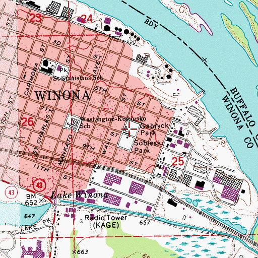 Topographic Map of Gabryck Park, MN