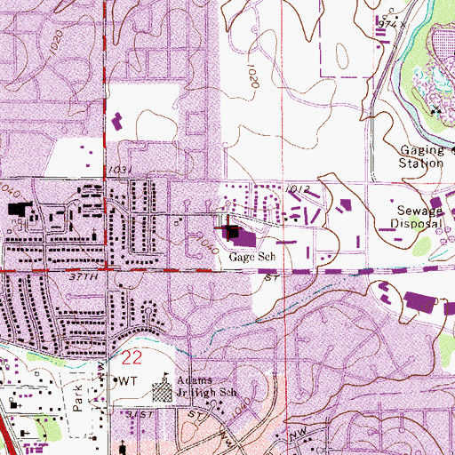 Topographic Map of Gage School, MN
