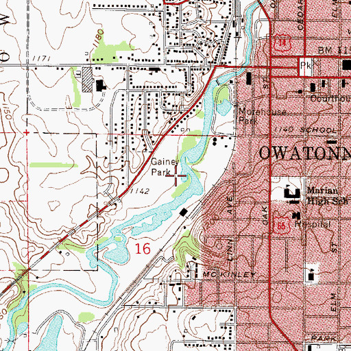 Topographic Map of Gainey Park, MN