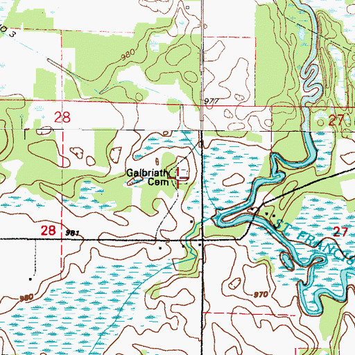 Topographic Map of Galbriath Cemetery, MN