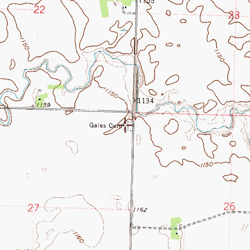 Topographic Map of Gales Cemetery, MN
