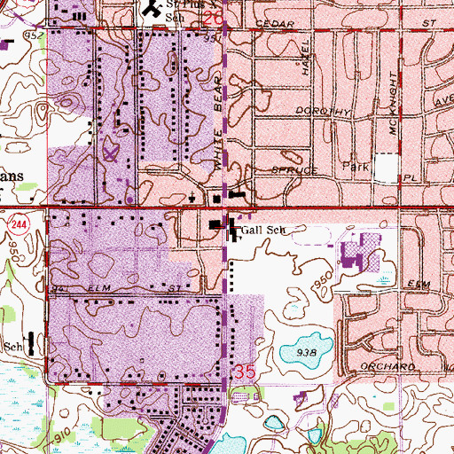 Topographic Map of Gall School, MN