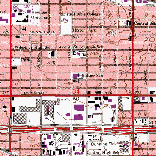 Topographic Map of Galtier School, MN
