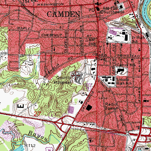 Topographic Map of Ouachita County Medical Center, AR