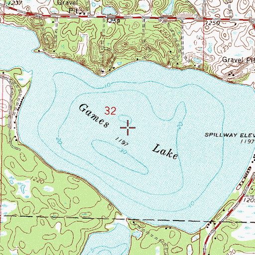 Topographic Map of Games Lake, MN