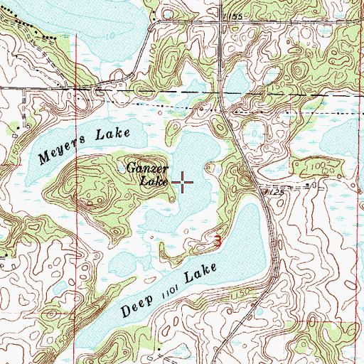 Topographic Map of Ganzer Lake, MN