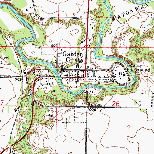 Topographic Map of Garden City, MN