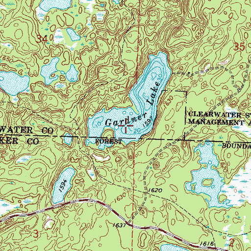 Topographic Map of Gardner Lake, MN