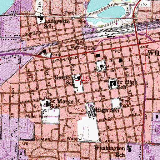 Topographic Map of Garfield School, MN