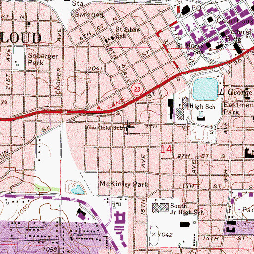 Topographic Map of Saint Cloud Christian School, MN
