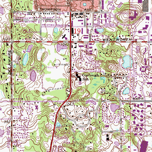 Topographic Map of Garlough School, MN